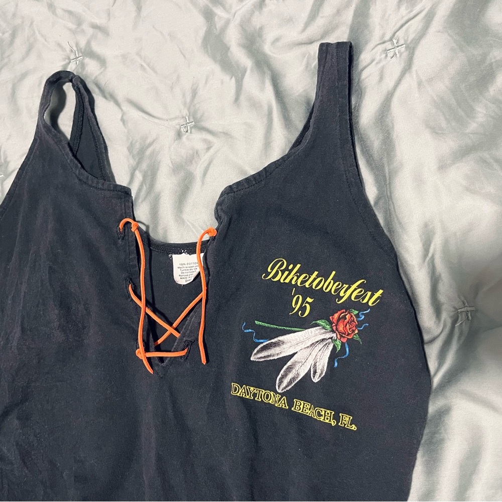Vintage Harley-Davidson 90’s Biketoberfest Daytona Beach Tank with Suede Lacing - Picture 2 of 6